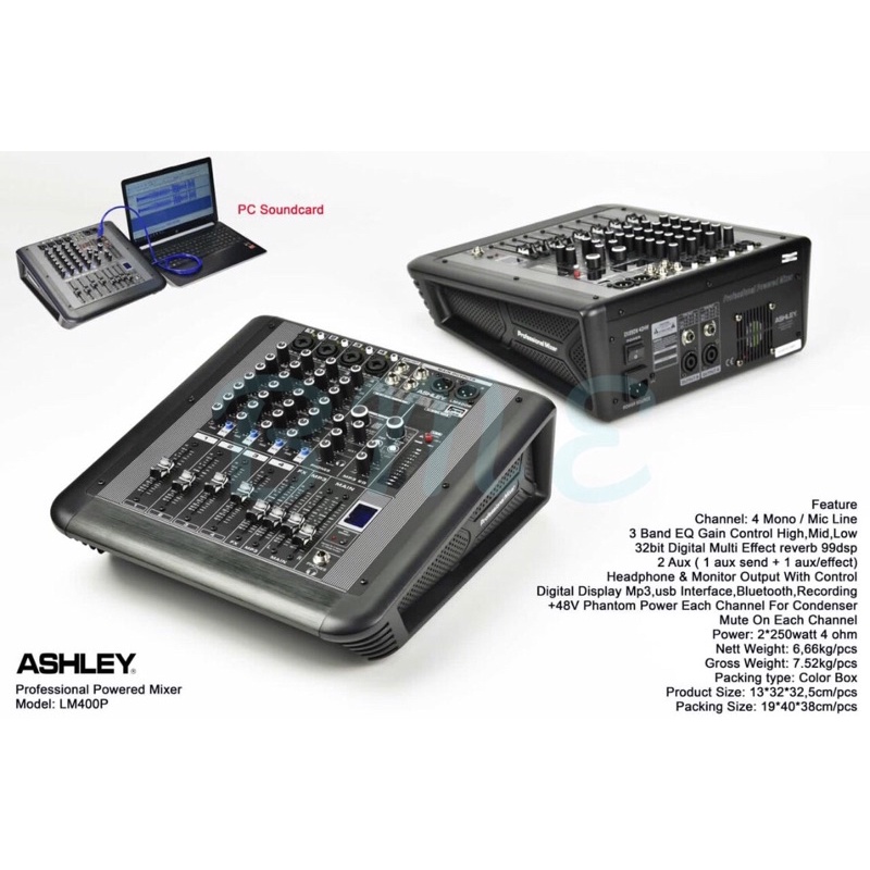 power mixer ashley lm400p lm 400p lm400 p usb pc soundcard