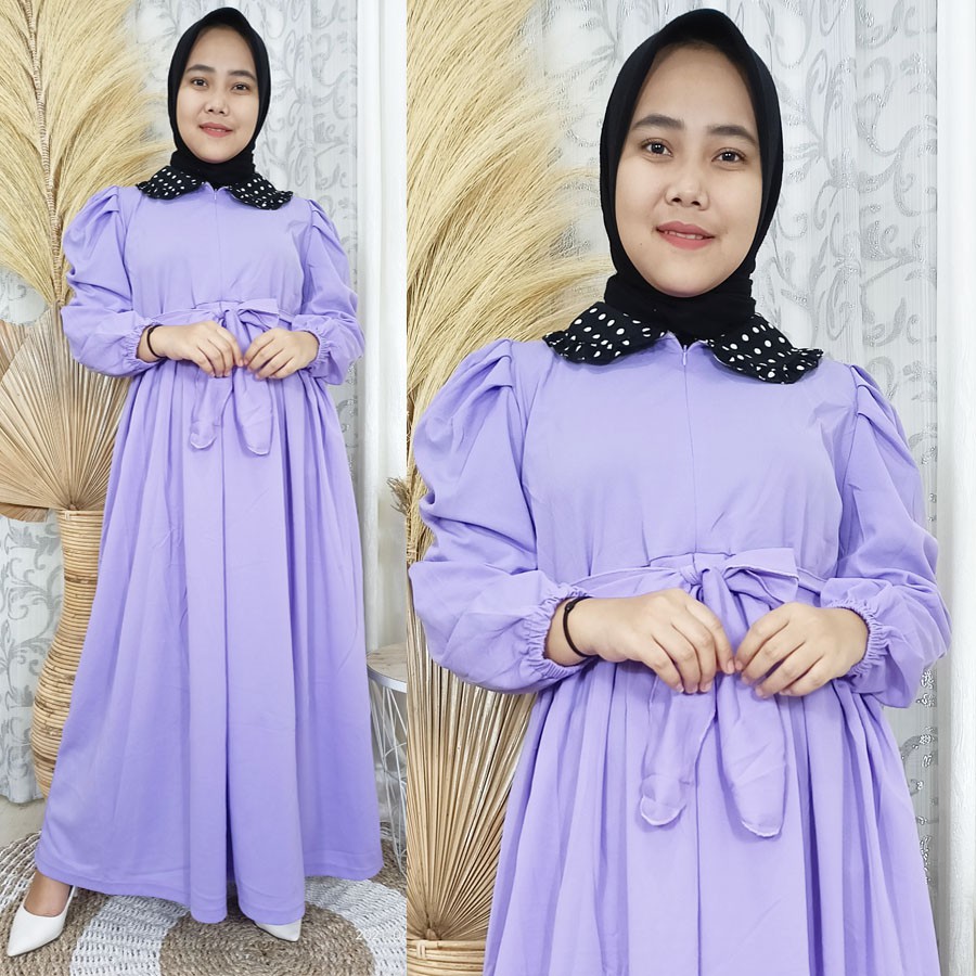 GAMIS BUSUI SELENA KERAH POLKADOT TANGAN KERUT GL FASHION