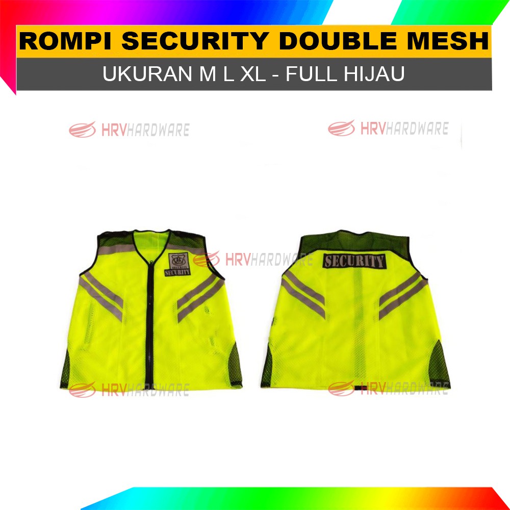 ROMPI SECURITY EMBLEM SATPAM VEST SECURITY SCOTLIGHT HIJAU HITAM DAN FULL HIJAU