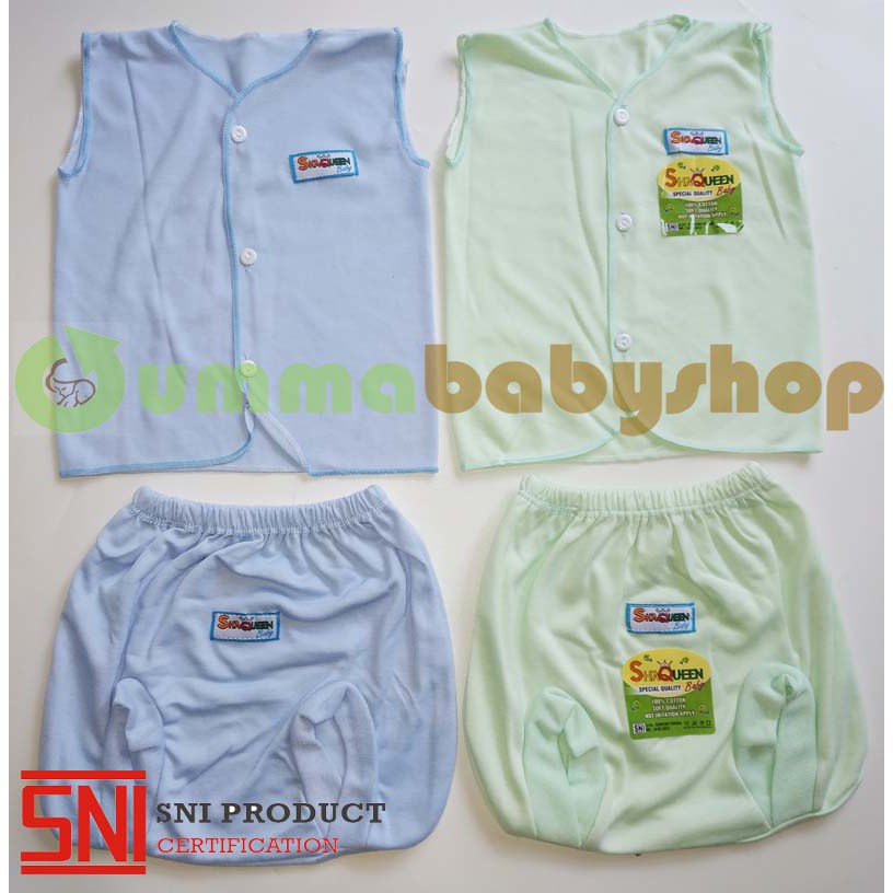Perlengkapan Bayi Baru Lahir SQ Warna SNI Setelan Bayi Baju Celana Pop Singlet Sarung Tangan Topi