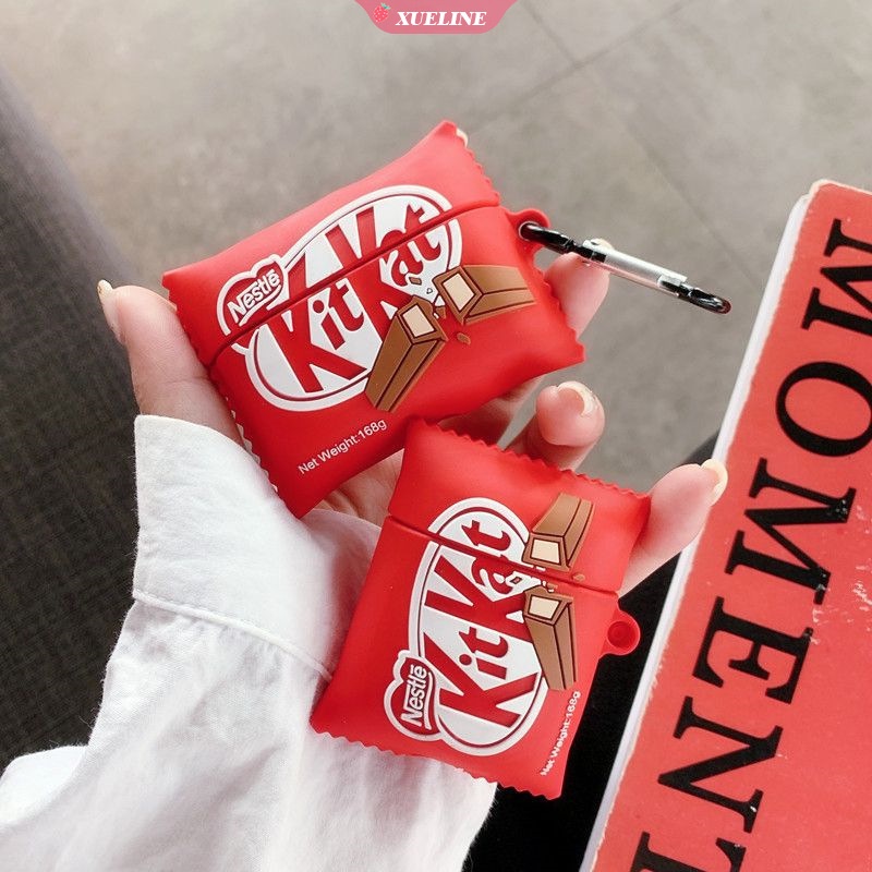 Casing Soft Case Silikon Akrilik Motif Kitkat Untuk AirPods 1 / 2 pro