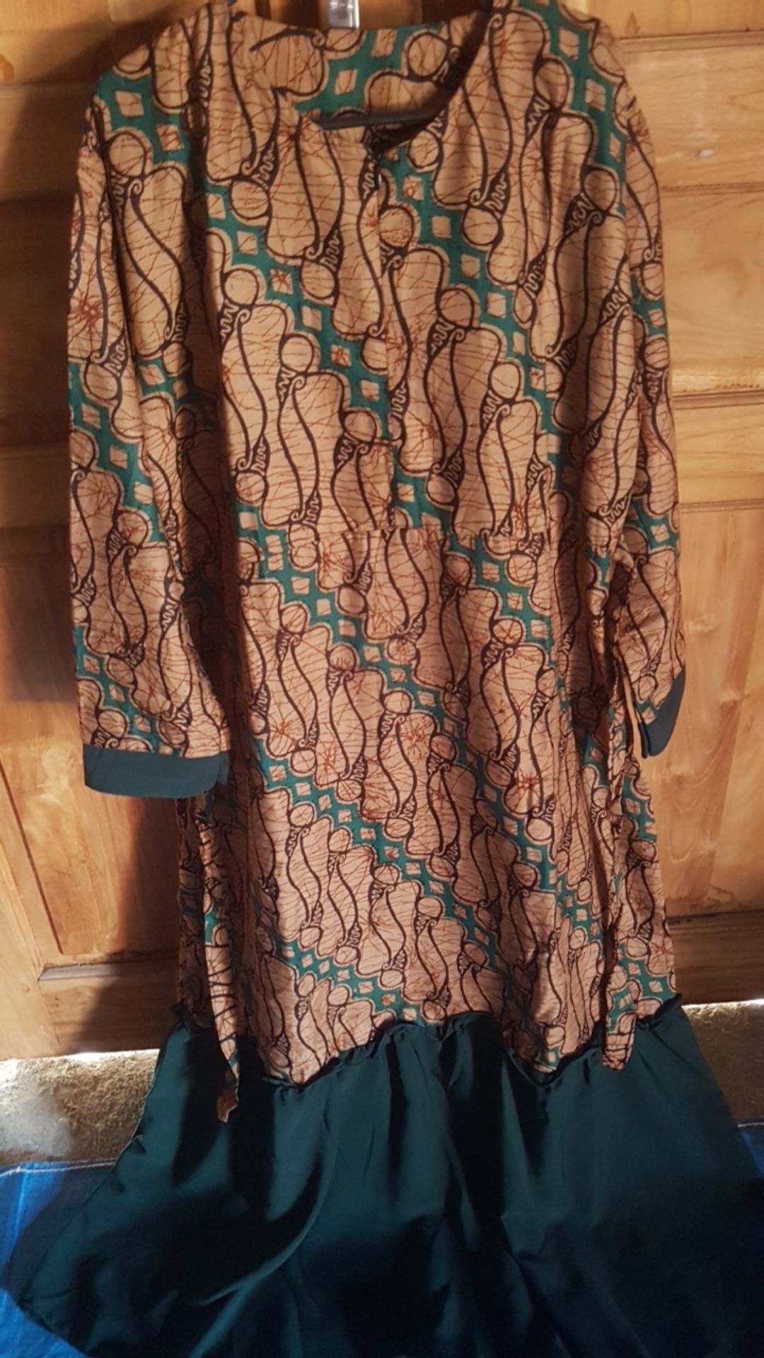 Gamis Batik Kombinasi Batik Manggar Kenongo Ukel Sogan Batik Modern