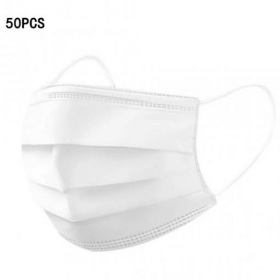 Masker 3ply Earloop White Putih isi 50 Pc izin Terdaftar Kemenkes BNPB