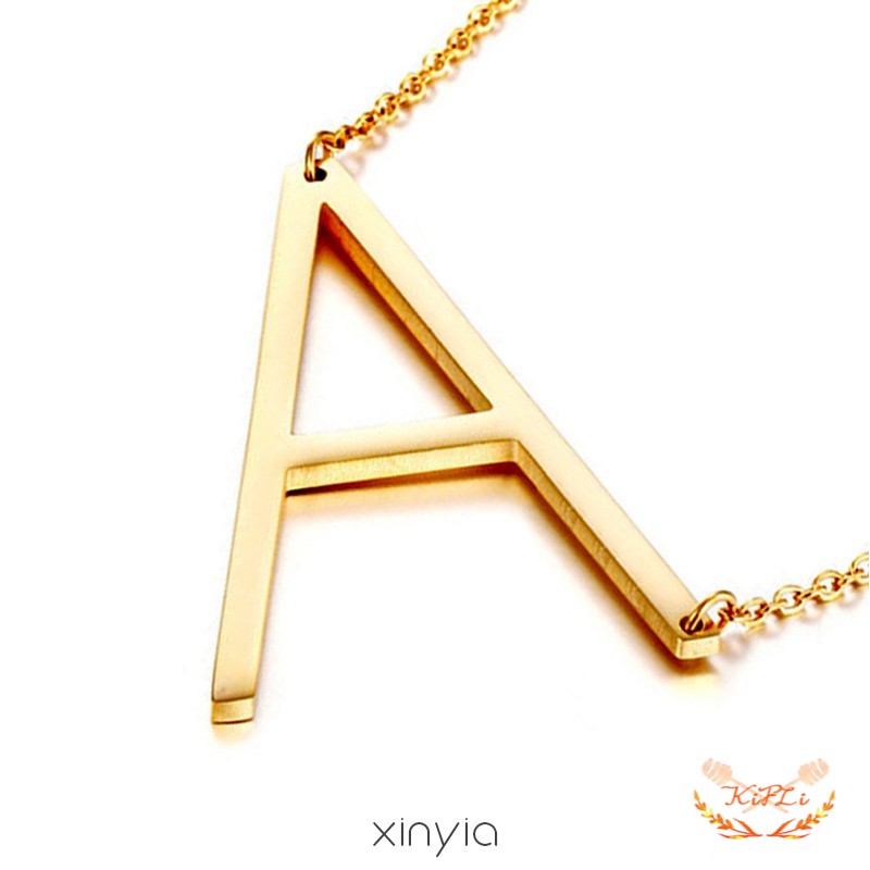 100% Kalung Titanium Anti Karat,18K Emas,Alfabet bahasa Inggris Liontin