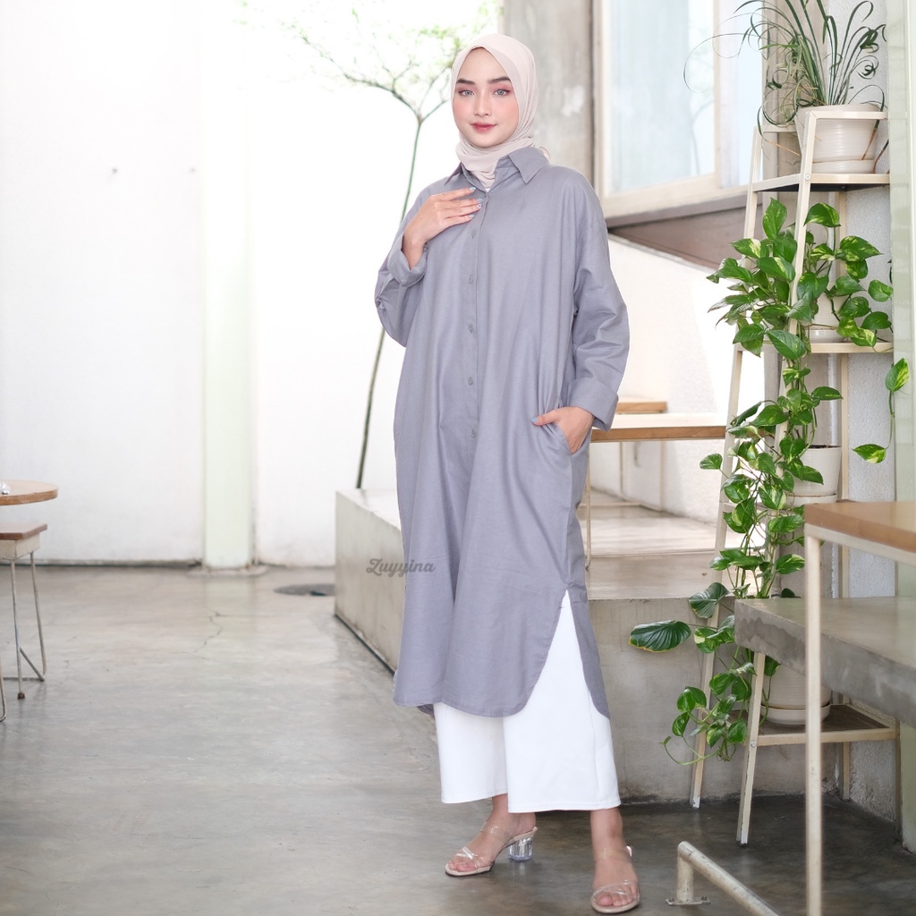 Dress Oversize Basic - Dress Oversize Linen - Tunik Linen Premium- Midi Dress Oversize Linen - Long 