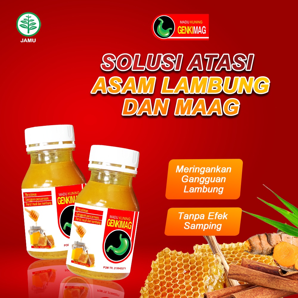 Obat Herbal Maag / Asam Lambung / GERD Madu Kuning Genkimag 350 gr