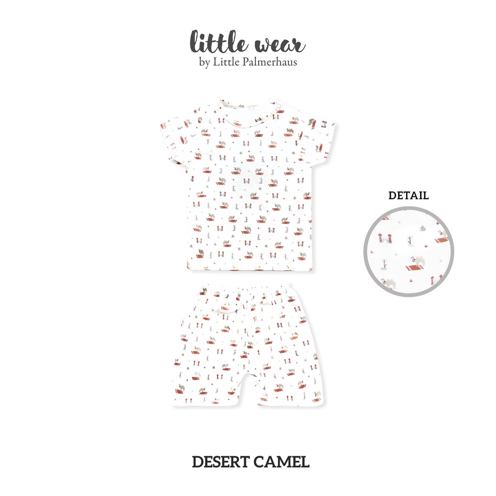 Baju Anak Bayi 1 – 3 Tahun Setelan Pendek Palmerhaus Little Wear Shoulder Button Short Sleeve Desert Camel / Forest Bear / Picnic Garden