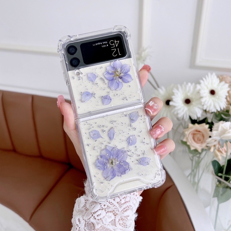 Dried Flower Glitter Case Zfold 4 Zflip 4 3 Zfold 2 Zflip3 Zflip2 Z Flip Fold Casing