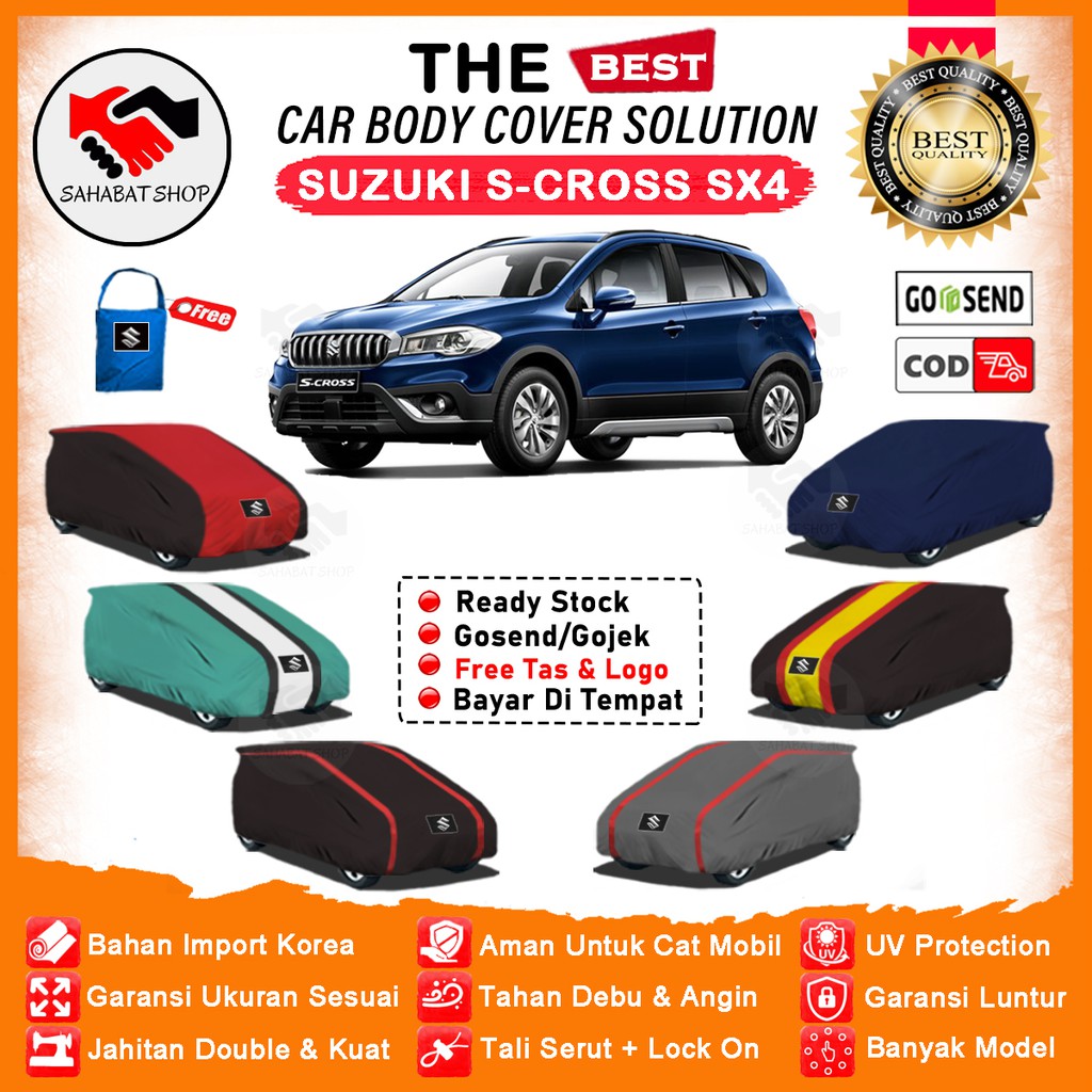 Sahabat Body Cover Mobil SX4 S-Cross / Sarung Penutup Suzuki SX4 S Cross Outdoor / Tutup Penutup Mantel Pelindung Kelambu Kerudung Pembungkus Kerodong Bungkus Terpal Tutupan Jas Mantol Mobil S Cross Waterproof Anti Air Model Orange