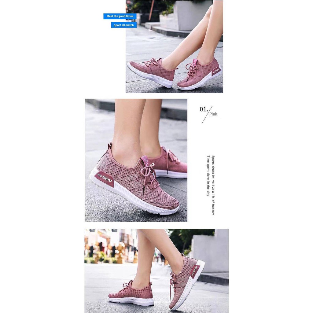 Sepatu wanita sneakers 2022 Sepatu olahraga rajutan terbang sports shoes Bahan Full Karet Anti Licin