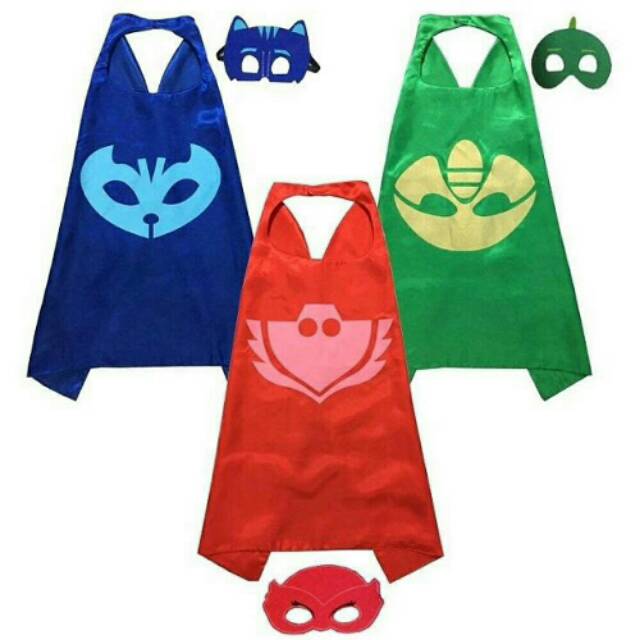 MOMBABY1 Jubah dan Topeng Pj Masks atau Mainan Anak Pj Masks 1 set Jubah dan Topeng