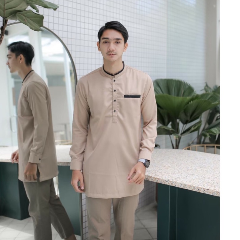 Baju Koko Kurta Pakistan Lengan Panjang White | Baju Muslim Pria | Koko Kurta Dewasa | Baju Koko Pria Dewasa