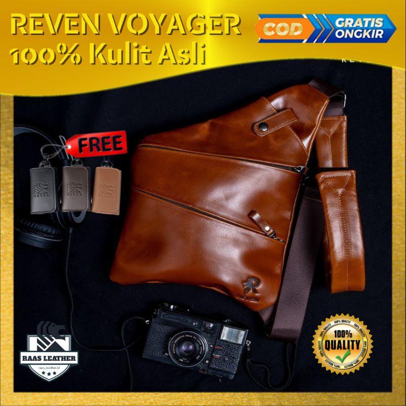 Tas Selempang Kulit Pria Cowok Tas Traveling Sling Bag Pria Cowok Kulit Sapi Asli Branded