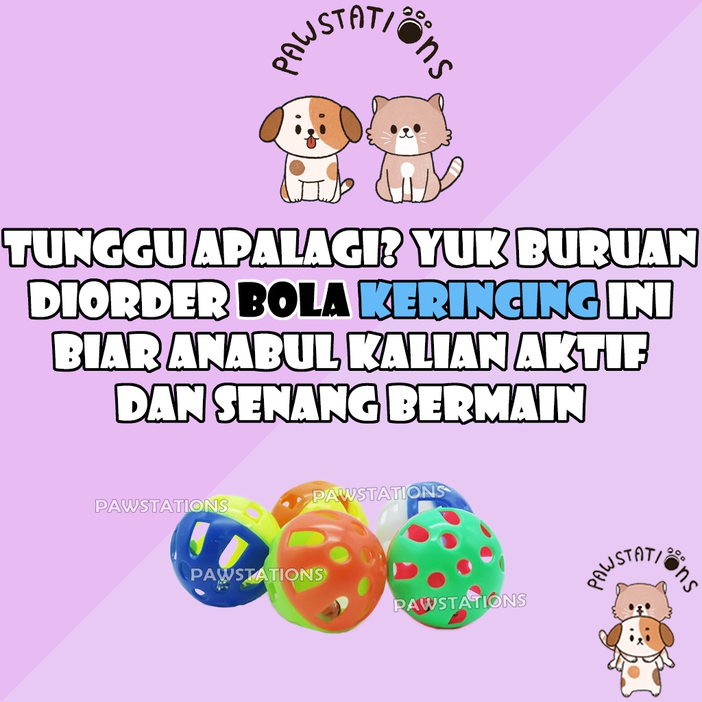 Bola Mainan Kucing Bola Mainan Anjing Bola Mainan dengan Lonceng Bola Kerincing Bola Berbunyi