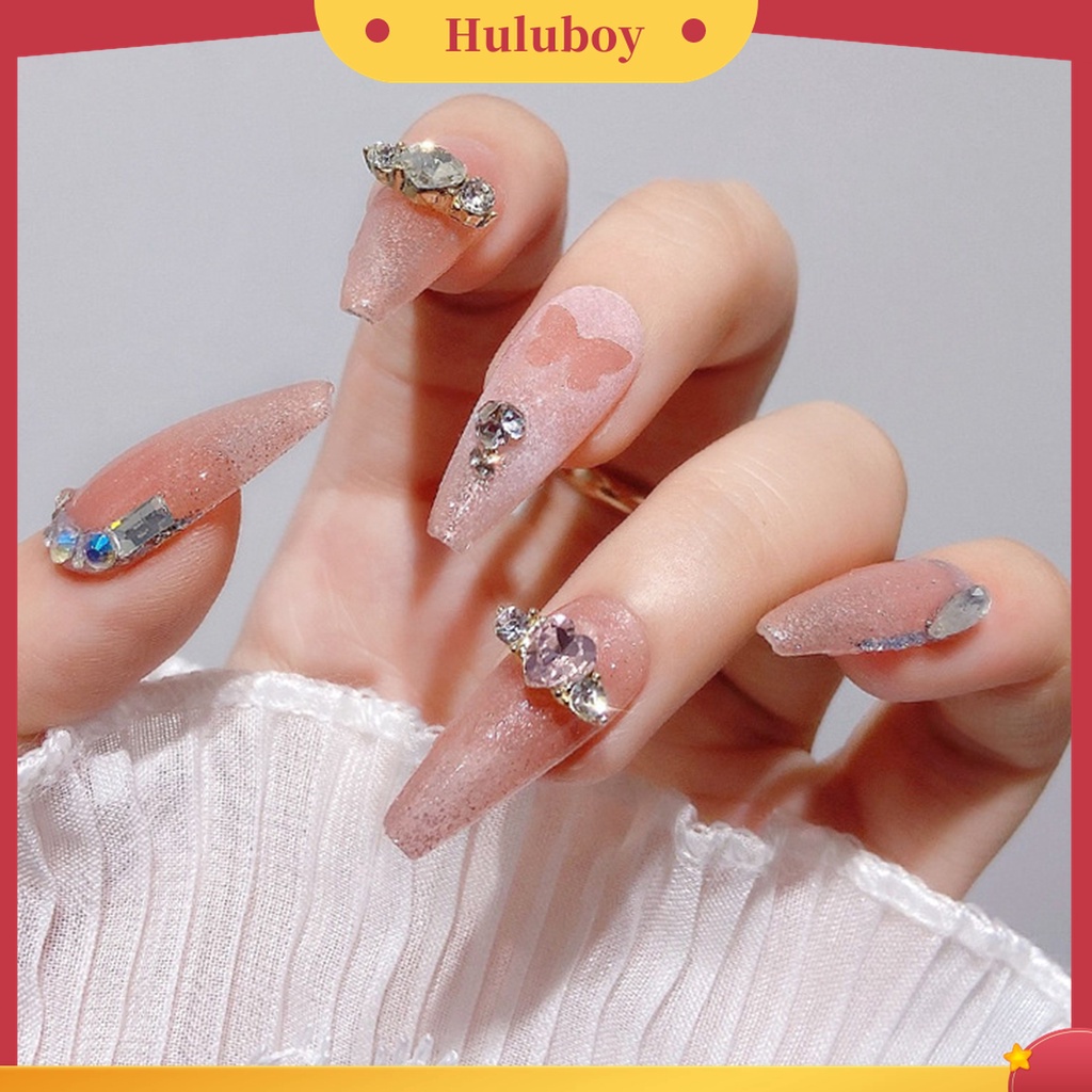 Huluboy Huluboy♡ 10 Pcs Aksesoris Perhiasan Berlian Imitasi Bentuk Hati Bahan Alloy Untuk Dekorasi Manicure Nail Art