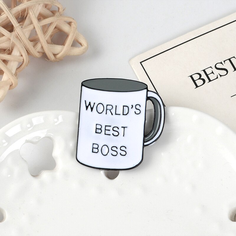 Bros Pin Enamel Bentuk Cangkir Kopi Tulisan World 's Best Boss Mug Untuk Pria Dan Wanita