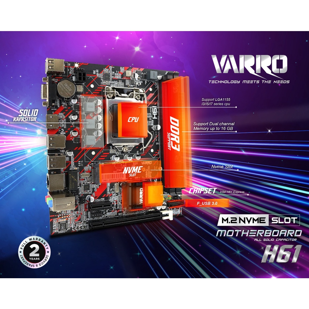 MOTHERBOARD VARRO H61M-GP DDR3