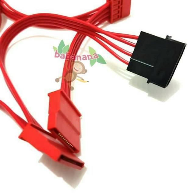 Kabel Splitter 1x Molex Power 4 pin to 5x power sata cable red merah