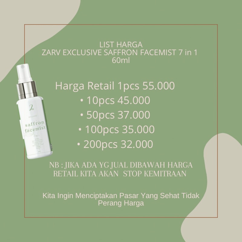 TERLARIS‼️ ZARV EXCLUSIVE SAFFRON FACEMIST GLOWING 7in1 BPOM // Facemist saffron bruntusan zarv.skincare