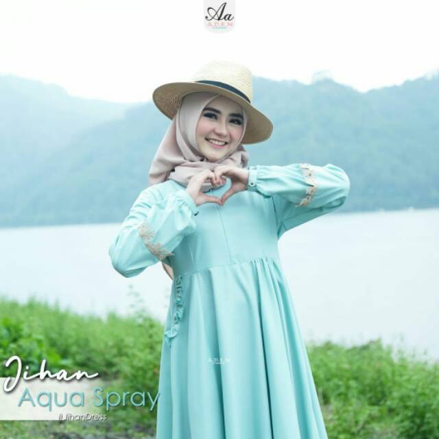 Jihan Dress by Aden/Gamis Polos Terbaru/Gamis Toyobo busui