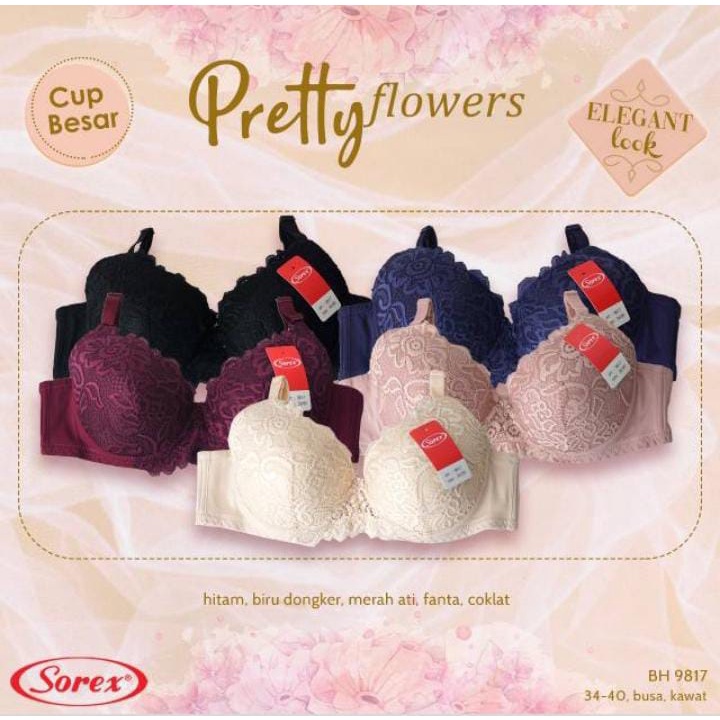 3 PCS | BRA BH SOREX Renda BRA Cup Besar Sorex Kawat Busa Art 9817