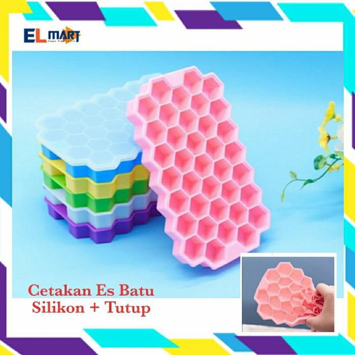 Cetakan Es Batu Honeycomb Elastis Tempat Bumbu Beku Full Silikon Tutup