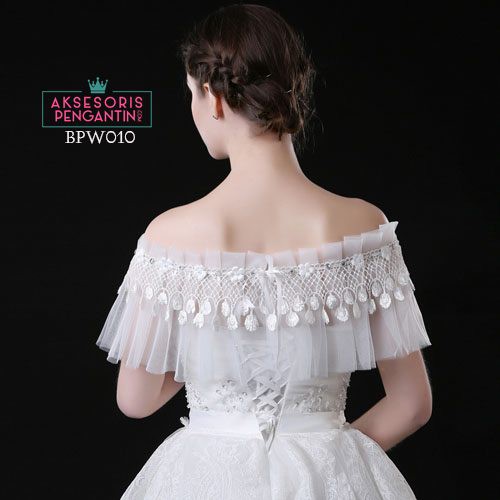 [READY STOCK] BOLERO PENGANRTIN AKSESORIS WEDDING LACE BROKAT PUTIH BPW010