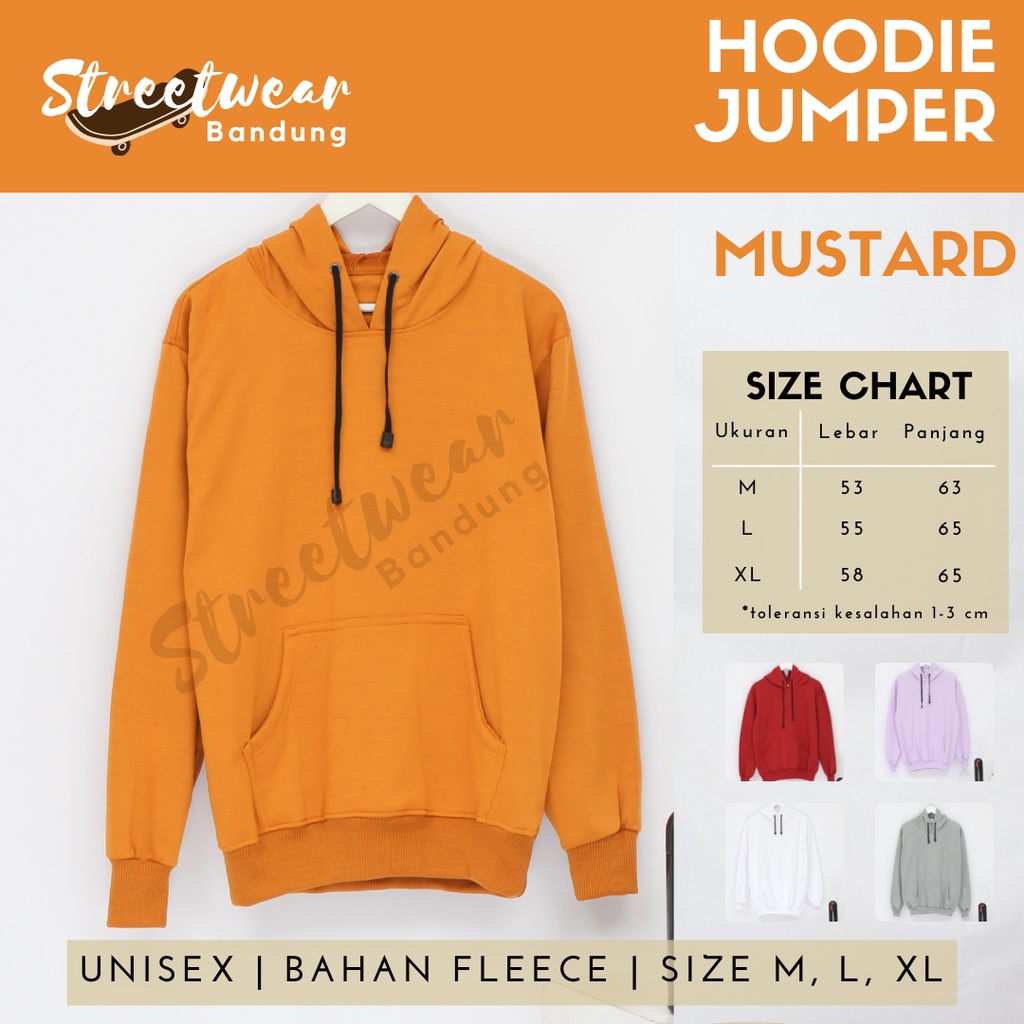 PROMO HOODIE POLOS JUMPER PRIA WANITA BAHAN FLEECE KUALITAS PREMIUM MUSTARD