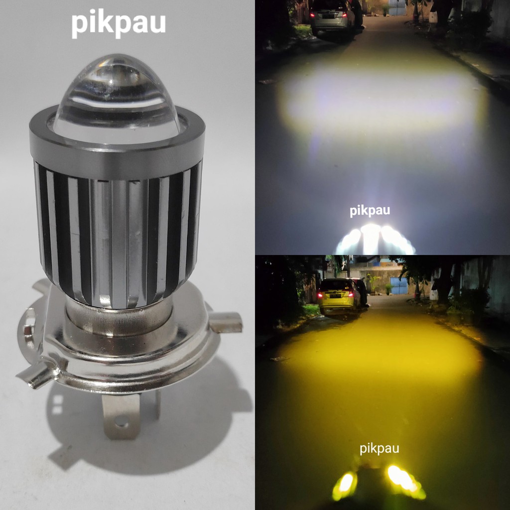 Lampu Utama Projector HJG H4 AC DC High  Low Type Laser Cahaya Kuning Putih Motor Moge