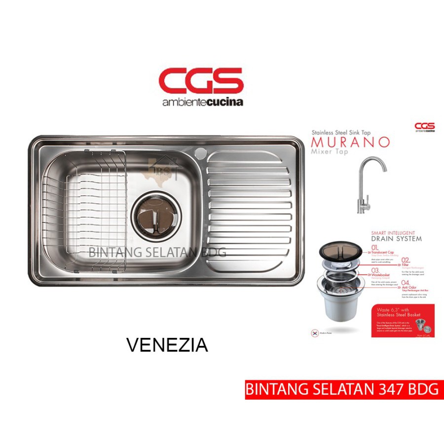 CGS KITCHEN SINK/ BAK CUCI PIRING CGS VENEZIA STAINLESS STEEL FULLSET
