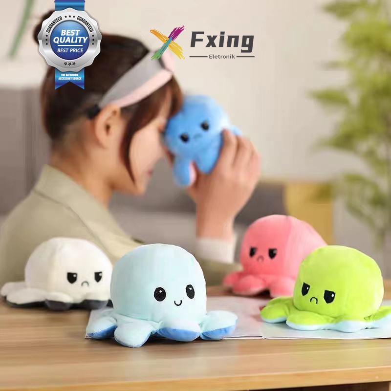 【WZ005】Fxing Boneka Gurita Octopus Halus Bolak - Balik Dua Sisi Reversible / Boneka Lucu / ubur-ubur mini / Rainbow Pelangi