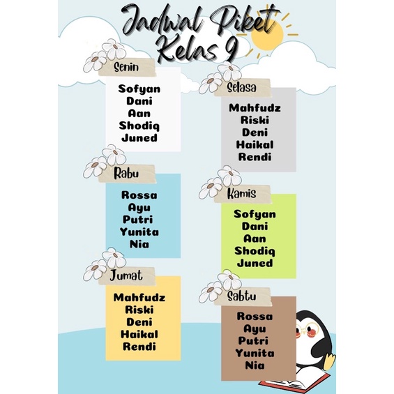

(FREE INPUT MAPEL) Format jadwal Pelajaran/piket kelas