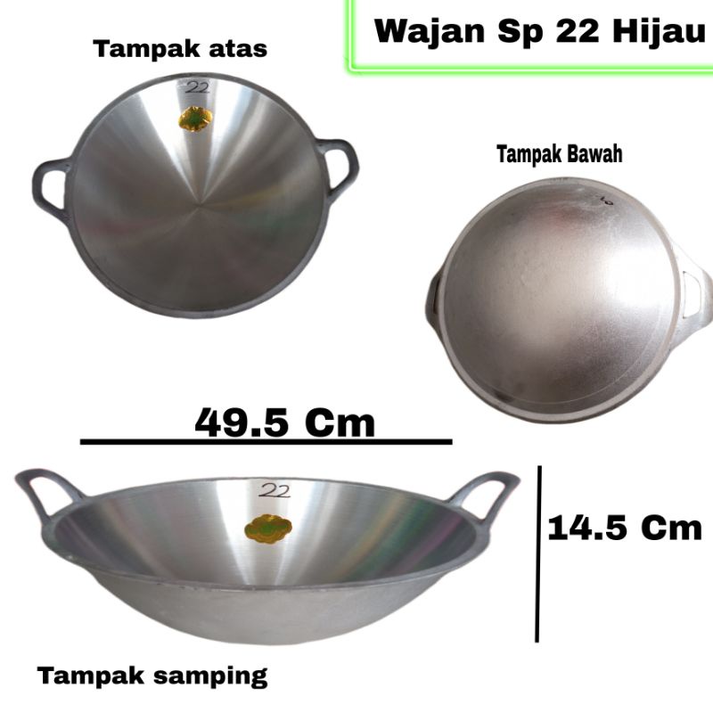Wajan Aluminium Tebal SP 22 Hijau