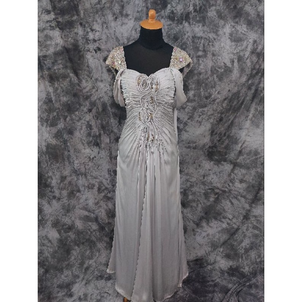Gaun Pesta Silver/abu preloved