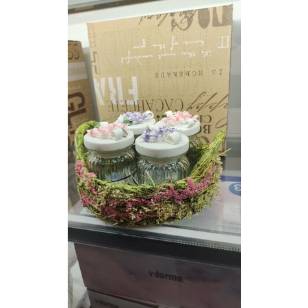 GLASS jar toples Informa set isi 4 toples + keranjang