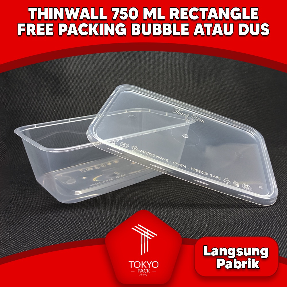 Thinwall 750ml Rectangle - Kemasan Food grade isi 25 set Murah