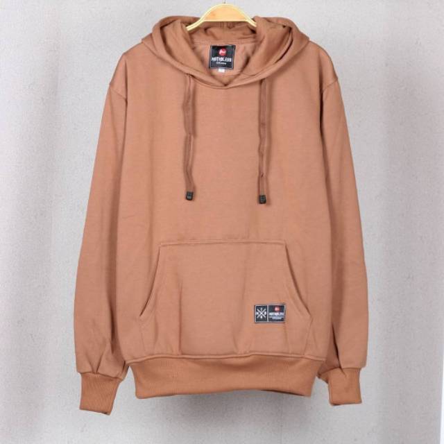 Jaket sweater Hoodie Polos Warna Mocca Moka