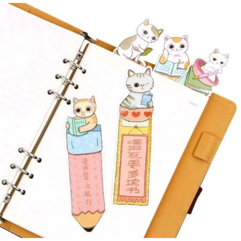 bookmark pembatas buku lucu bahan kertas edisi cat family