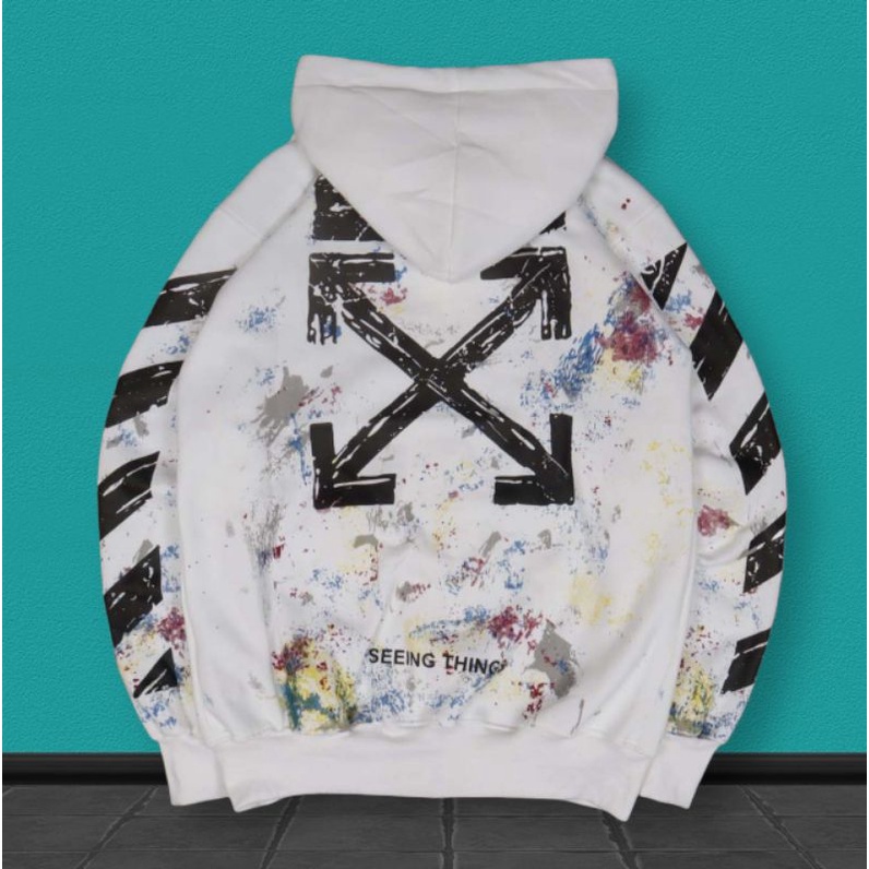 SWEATER JAKET HOODIE OFF WHITE GALAXY FULL TAG&LABEL, SWEATER CREWNECK, SWEATER CREWNECK PRIA, SWITE