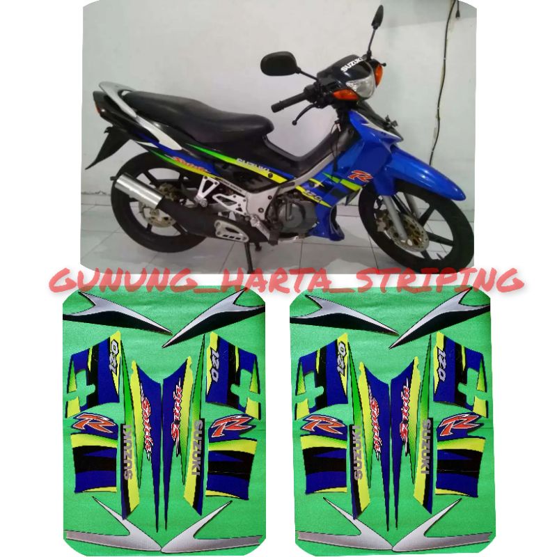 Striping Stiker Lis Les Body Motor Full Set Suzuki Satria Hiu LSCM 120 R 2005 Standar Original Warna