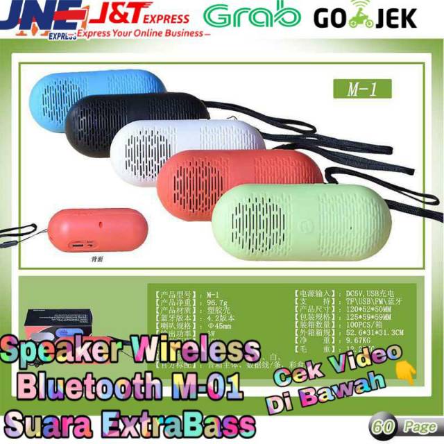 SPEAKER BLUETOOTH M-01 BT WIRELESS PORTABLE SUPERBASS