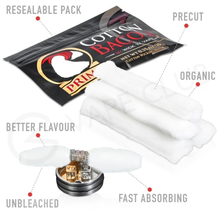 Prime Cotton Bacon V2 Prime Vape Cotton (Kapas Vape) - 100% Authentic