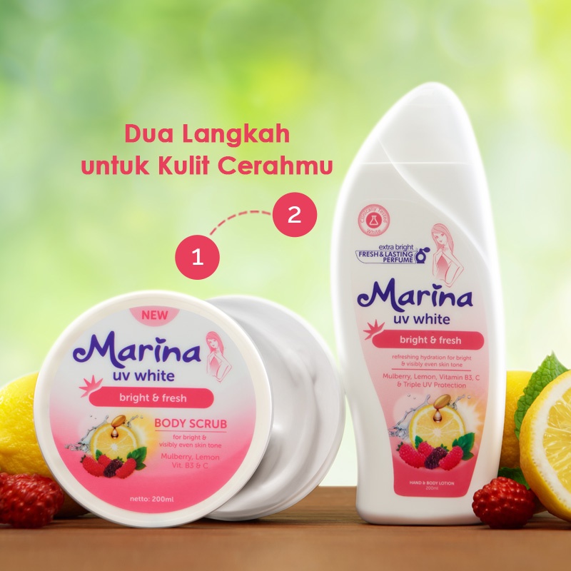 Marina Body Scrub UV White | Healthy &amp; Glow  | Bright &amp; Fresh | 200ml