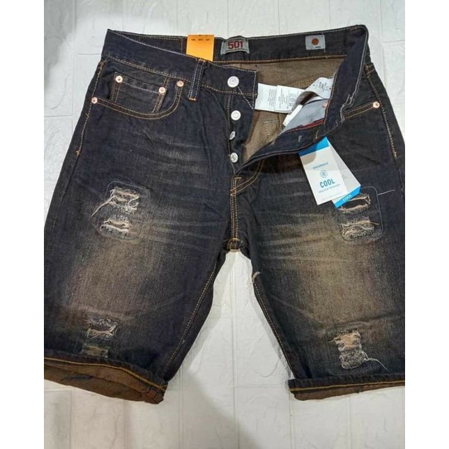 celana levis 501 pendek sobek sobek original import