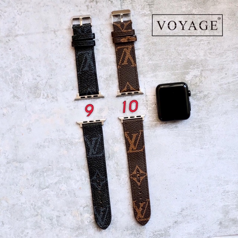 Strap Apple Watch LV leather motif iwatch 7 4 8 3 2 1 Premium kulit iwatch series 45mm 40mm 42 mm 38mm 44mm branded fashion Damier leather aksesoris