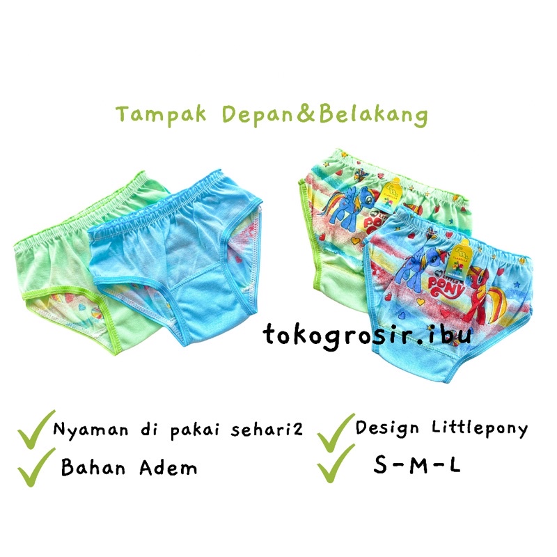 Lusinan CD Celana Dalam Anak Perempuan Kancut Anak Boxer Anak Cawet Anak Littlepony Bahan Katun Adem