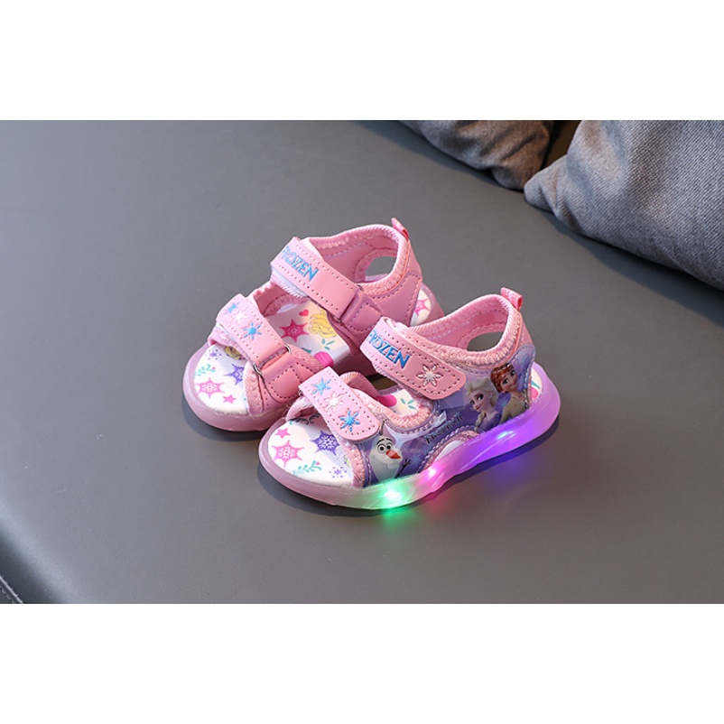 Sepatu sandal Led Motif Lighting frozen star 7929