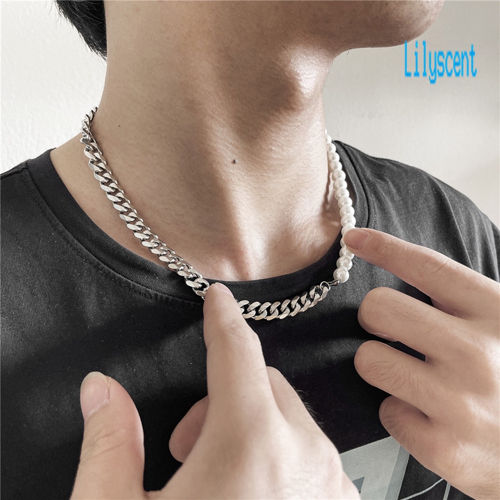 Lily Kalung Rantai Choker Gaya Punk Bahan Stainless Steel Untuk Pria