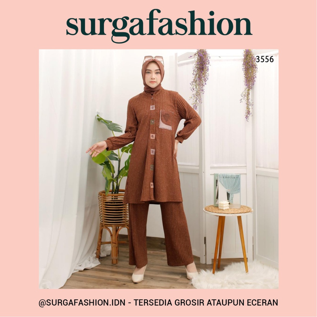 Oneset Shaqila | Setelan Kaos Full Set Atasan Celana Wanita Carenina Moher by Surga Fashion | Atasan