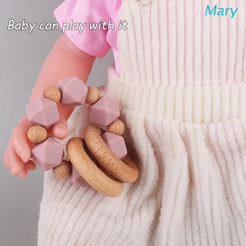 Mary 1pc Mainan Gelang Teether Silikon Bebas BPA Motif Kartun Untuk Bayi Newborn